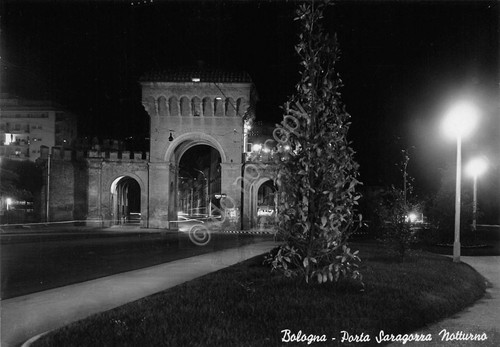 Cartolina Bologna Porta Saragozza Notturno