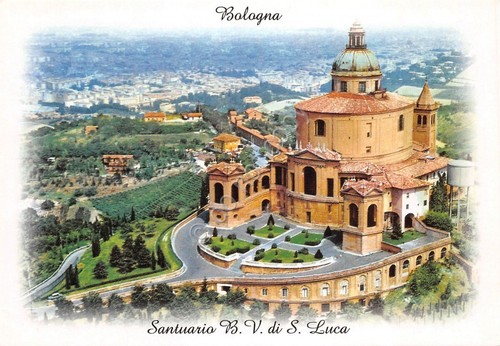 Cartolina Bologna Santuario di San Luca panorama aereo