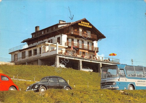 Cartolina Bolzano Alpe di Siusi Albergo Urthaler auto bus