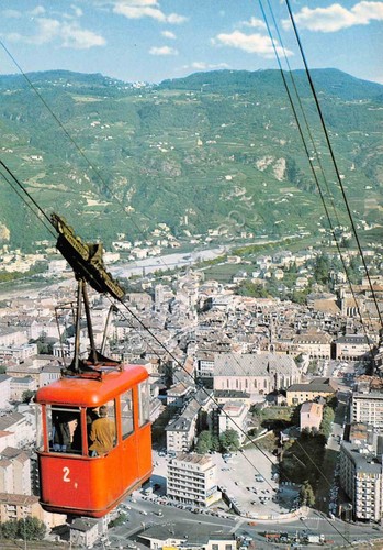 Cartolina Bolzano funivia del Virgolo cabina