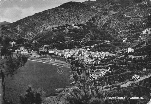 Cartolina Bonassola panorama dall'alto 1952