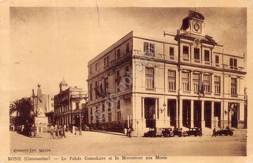 Cartolina Bone Constantine Palais Consulaire auto d'epoca 1942