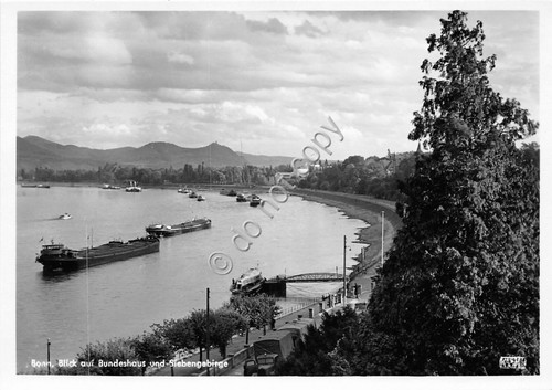 Cartolina Bonn Blick auf Bundehaus Siebengebirge anni '50