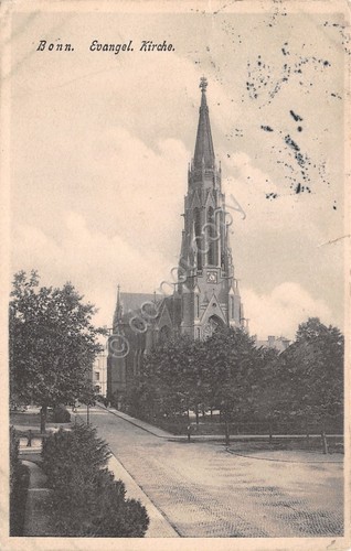 Cartolina Bonn Evangel Kirche anni '10 damaged