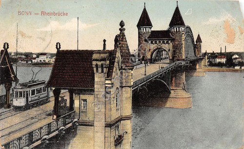 Cartolina Bonn Rheinbrucke 1912 damaged
