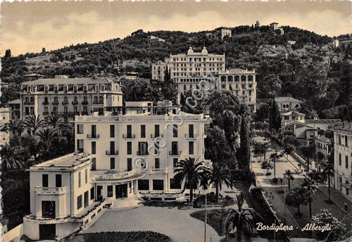Cartolina Bordighera alberghi 1953 (Imperia)