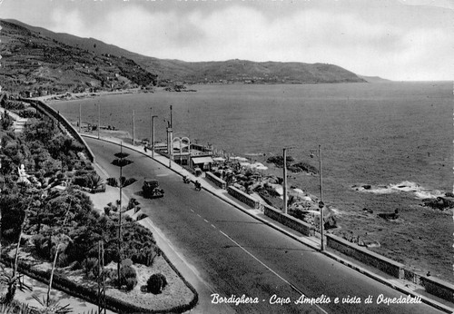 Cartolina Bordighera Capo Ampelio e Ospedaletti 1955