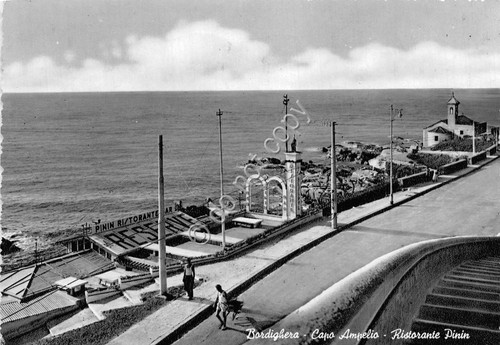Cartolina Bordighera Capo Ampelio Ristorante Pinin 1955 (Imperia)