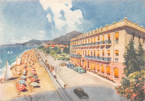 Cartolina Bordighera Hotel Paris Illustrata Frattini