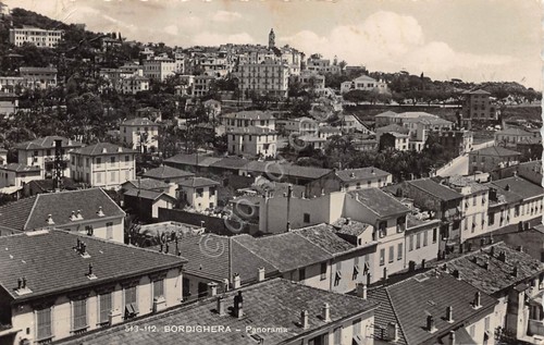 Cartolina Bordighera panorama ed Brunner danneggiata