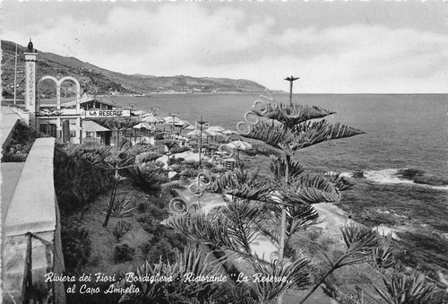 Cartolina Bordighera Ristorante La Reserve Capo Amelio 1955 (Imperia)