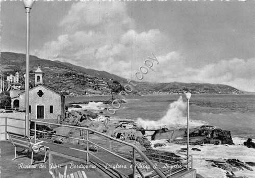Cartolina Bordighera scogliera e Chiesa di S. Ampelio 1962 VG …