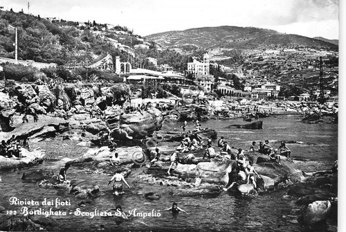 Cartolina Bordighera Scogliera S. Ampeglio animata 1962 (Imperia)