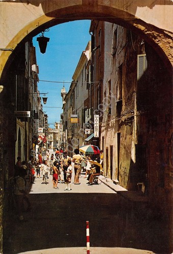 Cartolina Borghetto Santo Spirito Via Roma Latteria Animata
