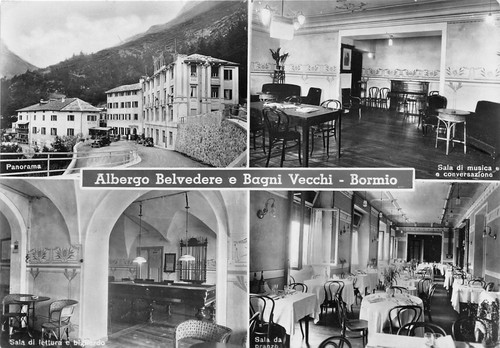 Cartolina Bormio - Albergo Belvedere vedutine anni '50 (Sondrio)