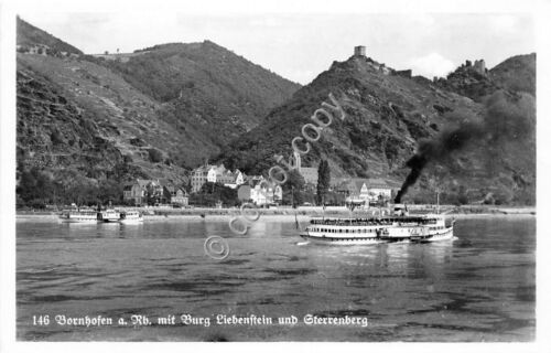 Cartolina Bornhofen Burg Liebenftein und Oterrenberg anni '50s