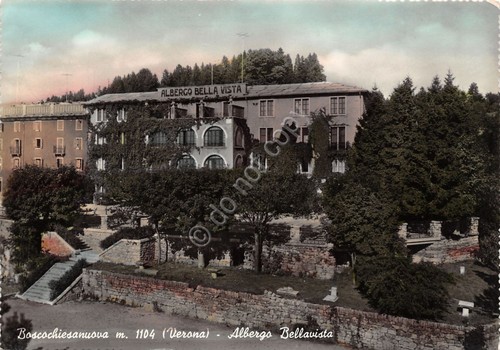 Cartolina Boscochiesanuova Albergo Bellavista colorata
