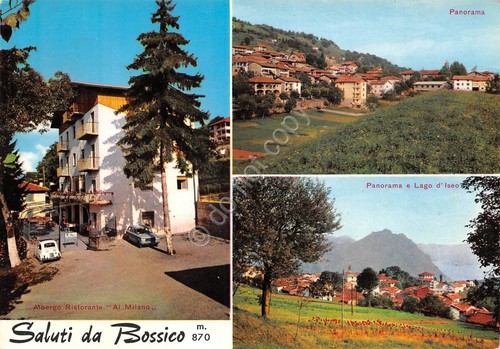 Cartolina Bossico 3 vedute Albergo al Milano Panorama Lago d'Iseo …