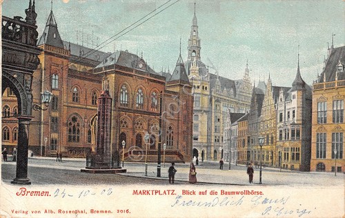 Cartolina Bremen Markplatz 1902