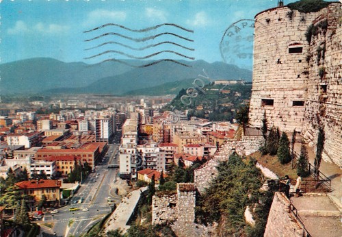 Cartolina Brescia Via Crocefisso di Rosa vista dal Castello 1970