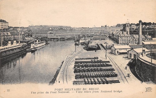Cartolina Brest Port Militaire vue prise du Pont National
