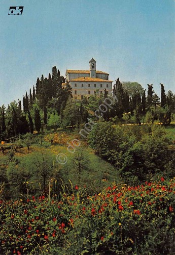 Cartolina Brisighella Santuario Beata Vergine del Monticino lato destro canonica