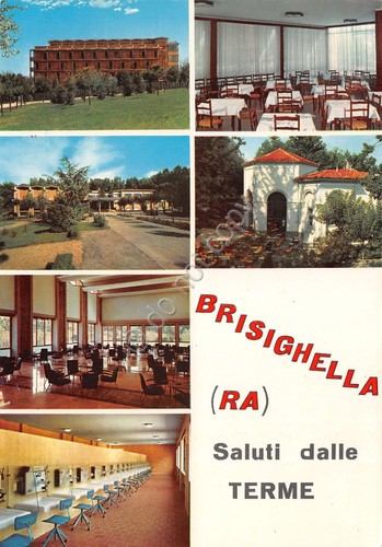 Cartolina Brisighella vedute varie delle terme interni anni '80