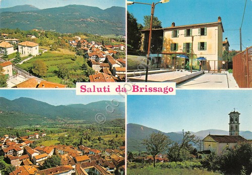 Cartolina Brissago vedute Trattoria Privativa Bocciofila panorama case 1973