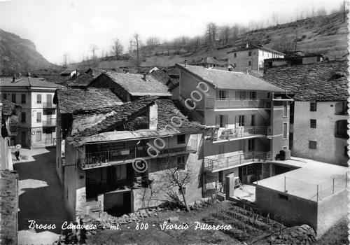 Cartolina Brosso - Scorcio panoramico B/N - anni '50 (Torino)