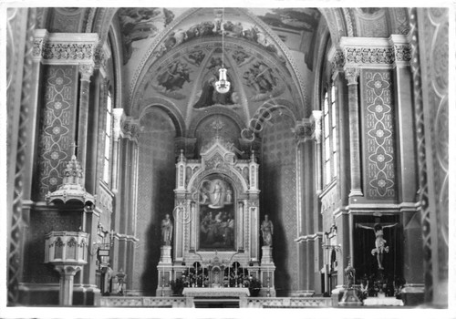 Cartolina Brunico Chiesa Decanale interno anni '60