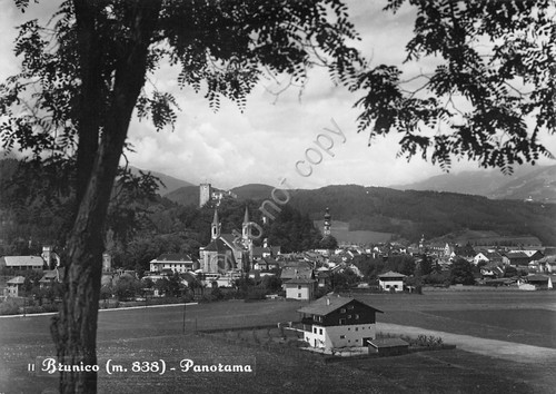 Cartolina Brunico panorama case 1956