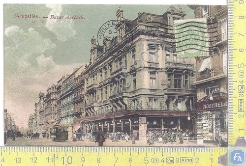Cartolina Bruxelles - Bazar Anspach - Tram e Animata - …