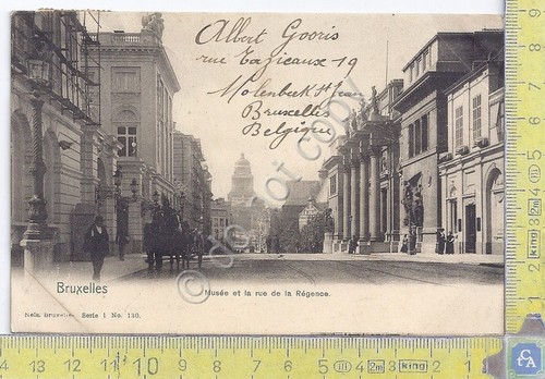 Cartolina Bruxelles -Musee et Rue de la Regence -Coach - …