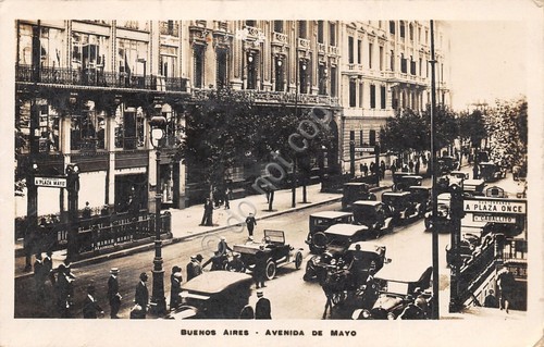 Cartolina Buenos Aires Avenida de Mayo auto d'epoca 1929