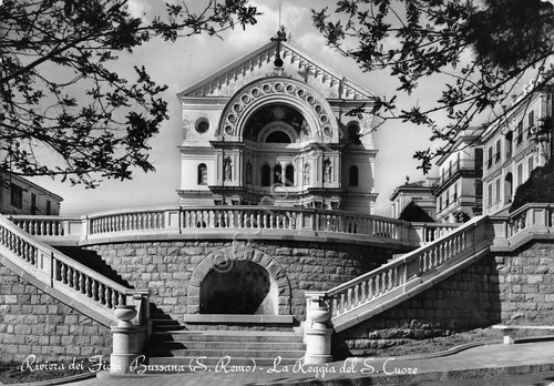 Cartolina Bussana S. Remo Reggia del Sacro Cuore timbro targhetta …