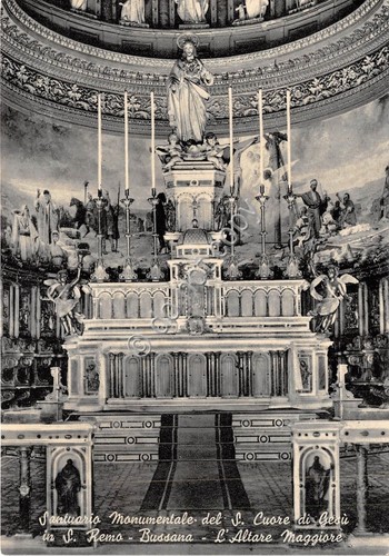 Cartolina Bussana Santuario Del S. Cuore di Gesù Altare Maggiore1968