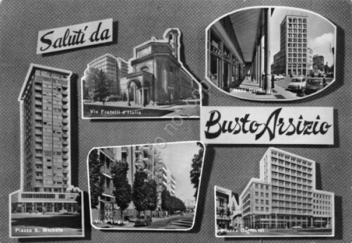 Cartolina Busto Arsizio vedute 1965