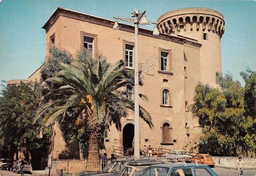 Cartolina Caivano Municipio e Torre Medioevale animata auto d'epoca 1988