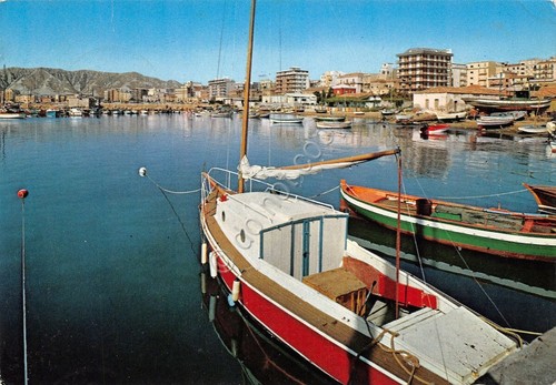 Cartolina Calabria Crotone panorama dal porto barca 1977