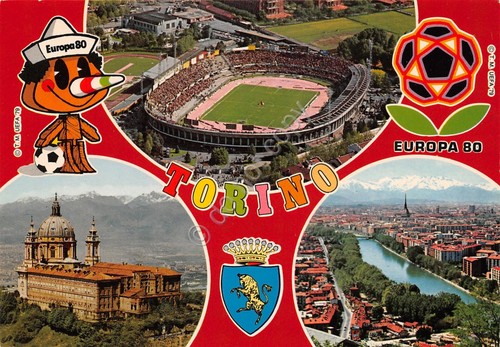 Cartolina Calcio Campionato Europa 80 - Torino veduta stadio e …