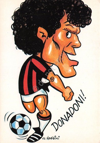 Cartolina Calcio Donadoni caricatura