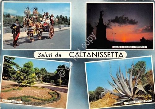 Cartolina Caltanissetta saluti da vedutine (Altre tematiche)