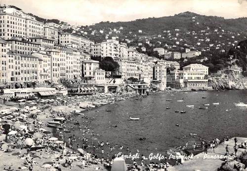 Cartolina Camogli Golfo Paradiso Panorama e Spiaggia