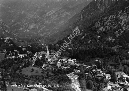Cartolina Campertogno Panorama 1957 (Vercelli)