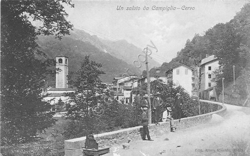 Cartolina Campiglia Cervo animata anni '10 NVG (Biella)