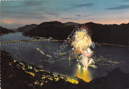 Cartolina Campione d'Italia festa sul Lago fuochi artificiali 1968