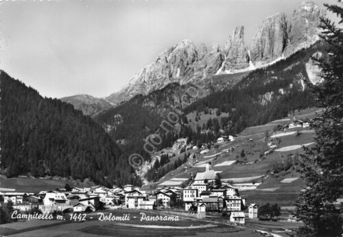 Cartolina Campitello Dolomiti panorama paese 1962