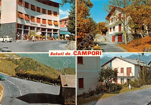 Cartolina Campori vedute panorama strada case Albergo Bernero 1981