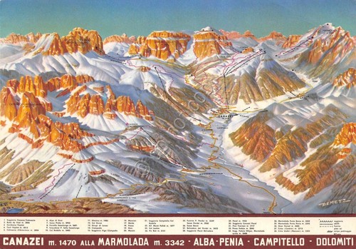 Cartolina Canazei alla Marmolada Alba Penia Campitello Dolomiti