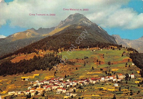 Cartolina Canè panorama paese con cima Tremonti e Mataciul 1956